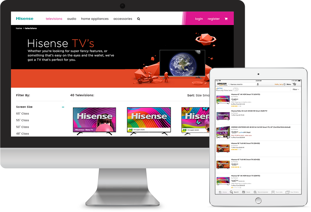 Hisense website on computer