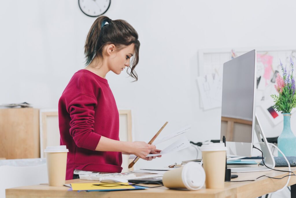 Woman working at table